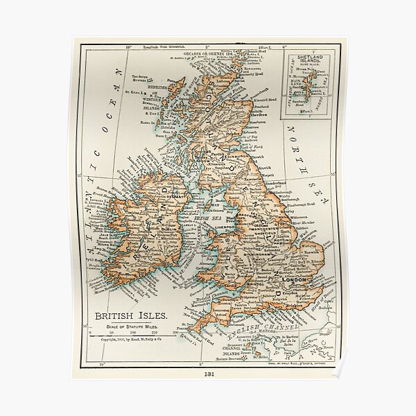 Vintage UK Map Poster