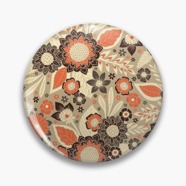 Item preview, Retro Orange, Brown & Cream 1970s Floral Pattern designed and sold by somecallmebeth.