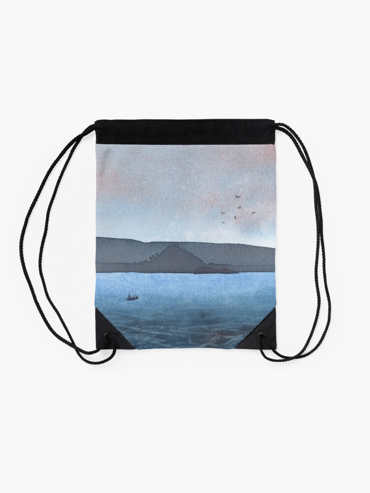 Alternate view of Berwick Law and Craig Leith, November 2018 Drawstring Bag