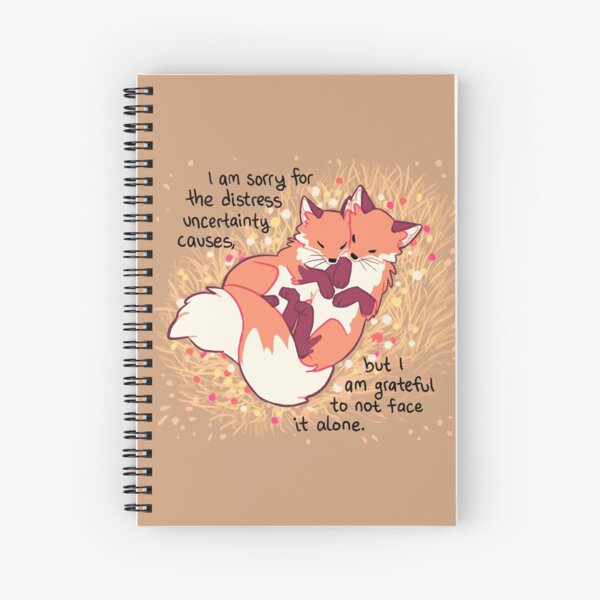 "Grateful" Fox Flower Cuddles Spiral Notebook