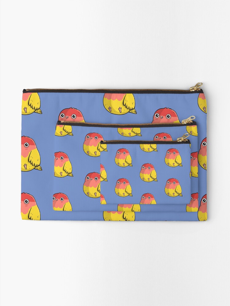 Alternate view of Cute Lutino Lovebird Chubby Bird Design Zipper Pouch