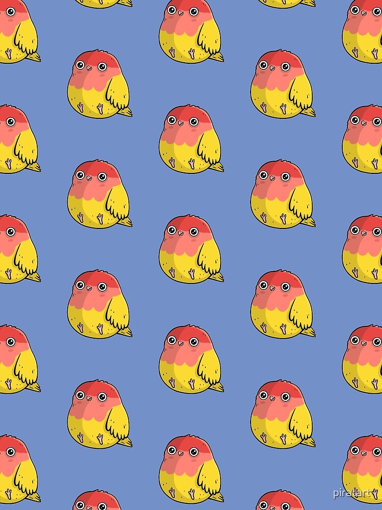 Cute Lutino Lovebird Chubby Bird Design by piratart