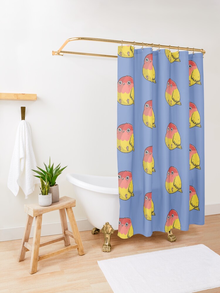 Alternate view of Cute Lutino Lovebird Chubby Bird Design Shower Curtain