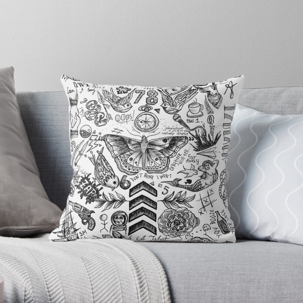 One Direction tattoos Throw Pillow