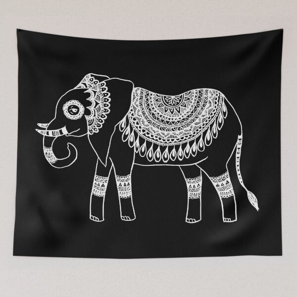 Item preview, Boho Elephant Mandala Black and White designed and sold by Julie Erin Designs.