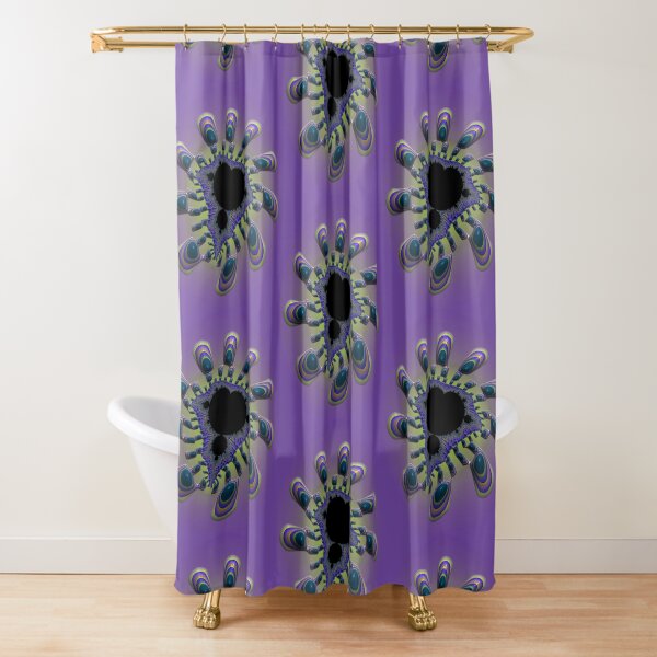 Purple Mandelbrot Bug Fractal Flower Shower Curtain