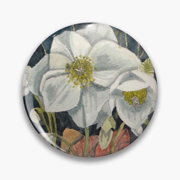 Item preview, White hellebore watercolour painting designed and sold by esvb.