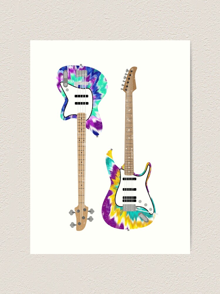 "Tie Dye Guitar Pair (V) by ArtfulFreddy" Art Print by ArtfulFreddy