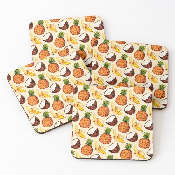 Item preview, Banana, Coconut & Pineapple Pattern - Cream designed and sold by Kelly  Gilleran.