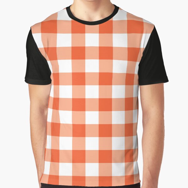 Classic Orange and white Gingham Pattern Graphic T-Shirt