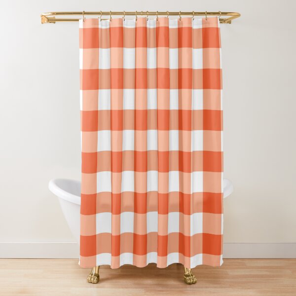 Classic Orange and white Gingham Pattern Shower Curtain