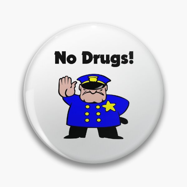 Item preview, No Drugs Cartoon Policeman Anti-Drug Color designed and sold by TinyStarAmerica.