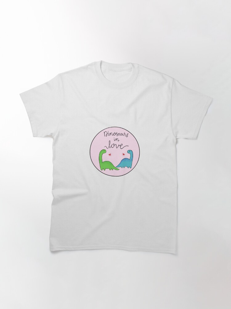 Discover Dinosaurs in Love - Pink Background Classic T-Shirt