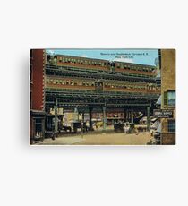 Lienzo Bowery NYC Double Decker tren elevado