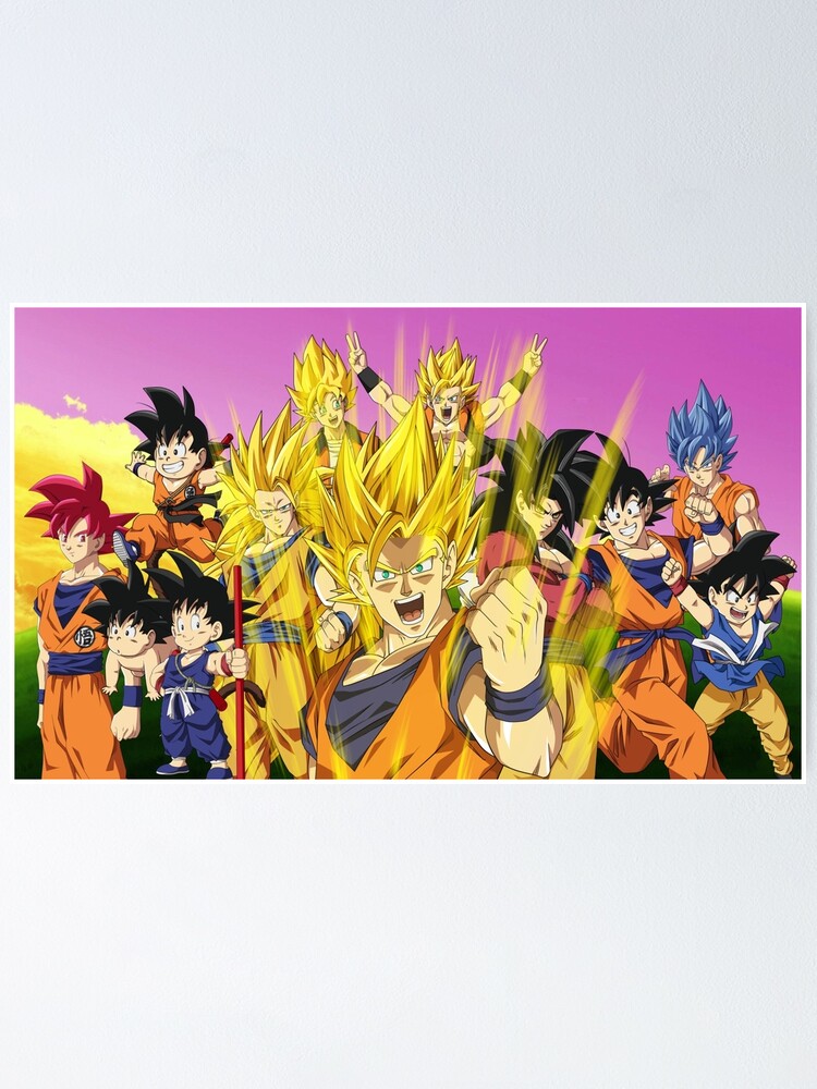 Dragon Ball Z Goku Super Saiyan All Forms Poster By Kaori Redbubble