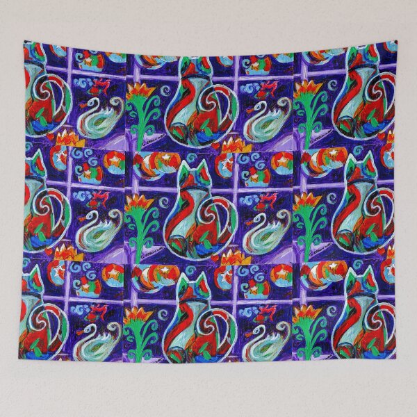 Item preview, Calico Cat In Purple Moonlight designed and sold by Genevieve Esson.