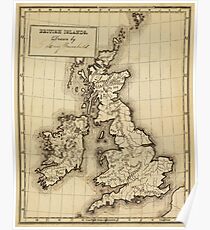 Vintage Map of The British Isles (1850) Poster