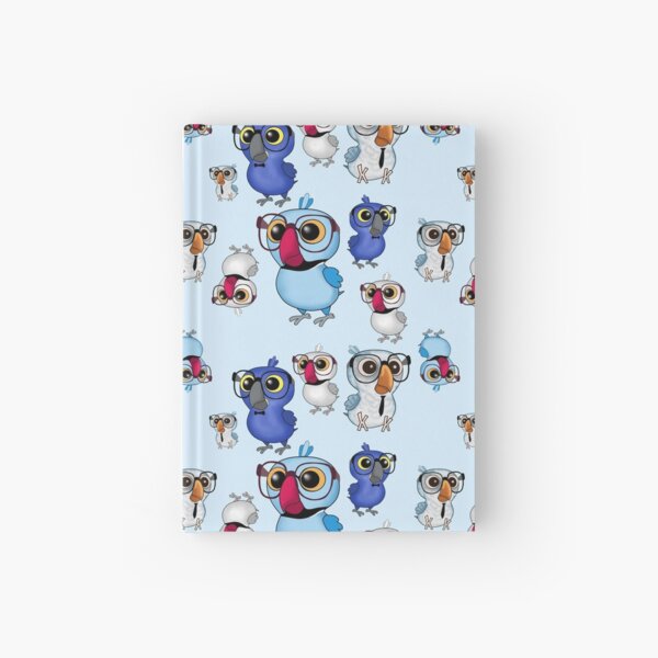 Blue Nerdy Birdy Parrots Pattern Hardcover Journal