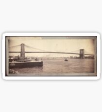 Pegatina Vintage Brooklyn Bridge Photograph (1896)