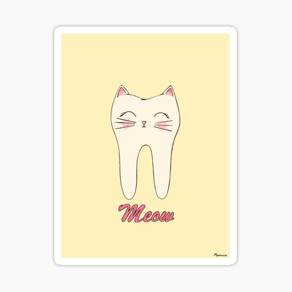 Cat Meow Tooth Sticker For Sale By Marwakh Redbubble