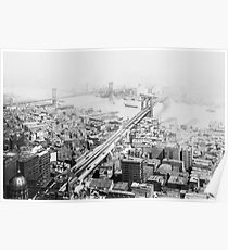 Póster Vintage Brooklyn and Manhattan Bridge Photograph