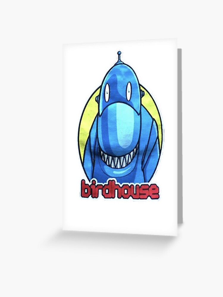 Vintage Birdhouse Tony Hawk Bird House Hook Ups Skate Brand Cartoon Hookups  Hook-Ups Robot Shark | Greeting Card