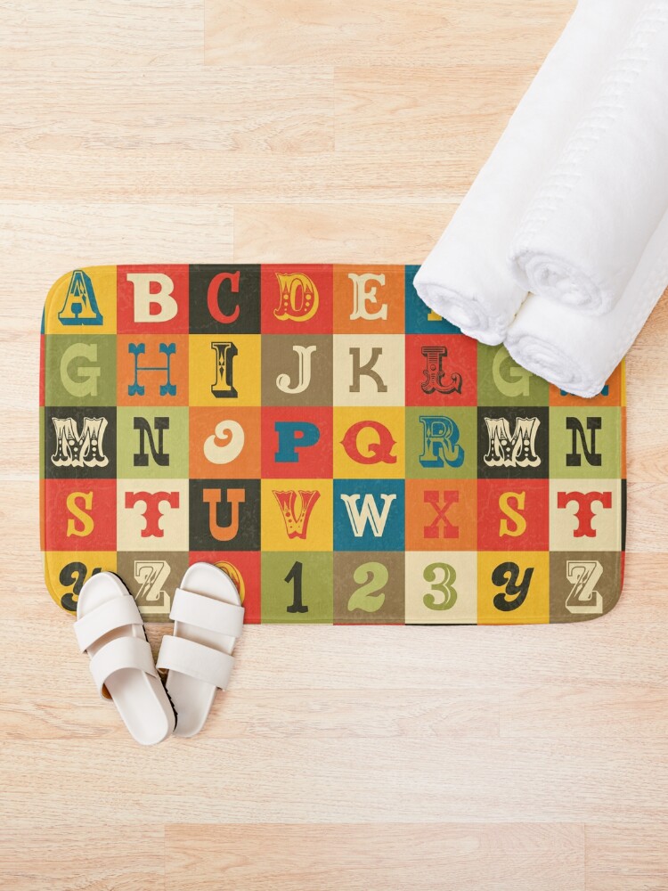 Thumbnail 2 of 6, Bath Mat, Vintage Alphabet designed and sold by daisy-beatrice.