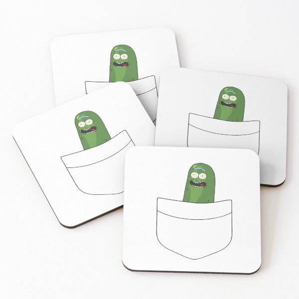 Pickle Rick Pocket Space Coasters (Set of 4)