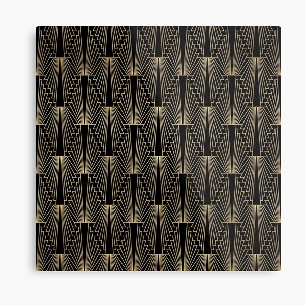 Gold and black art-deco pattern 45 Metal Print