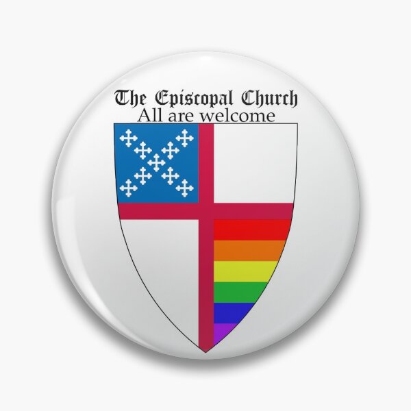 Vista previa del artículo con la obra «Escudo de la Iglesia Episcopal con rayas horizontales Rainbow Pride 1», diseñado y vendido por litmusician.