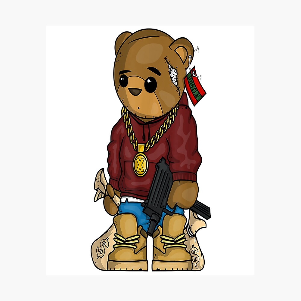 Hip Hop Teddy Bear With Gun Get Money Rap Music Lover Poster By Rebekahherman Redbubble