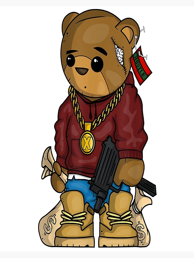 Hip Hop Teddy Bear with Gun Get Money Rap Music Lover | Art Board Print