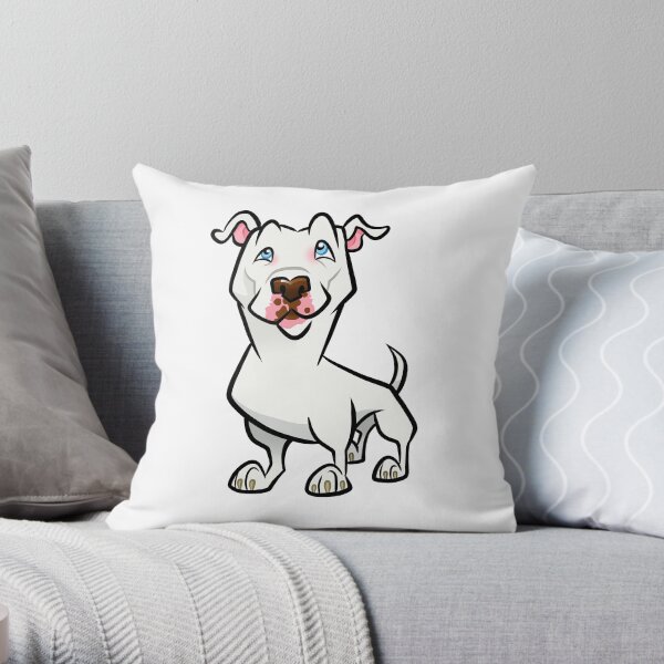 White Pit Bull Throw Pillow