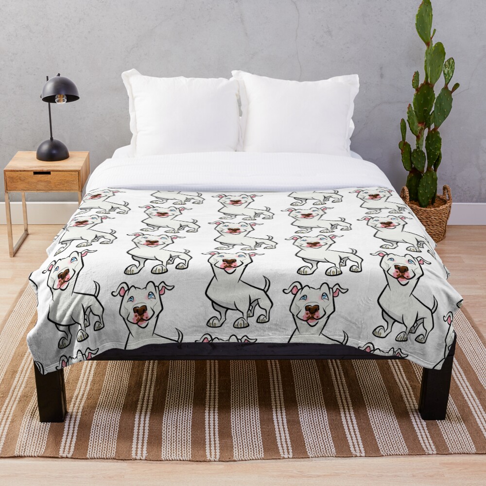White Pit Bull Throw Blanket