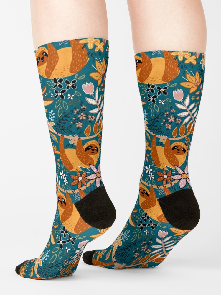 Discover Happy Boho Sloth Floral  Socks