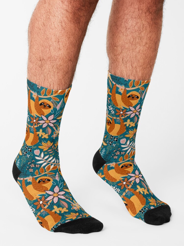 Discover Happy Boho Sloth Floral  Socks