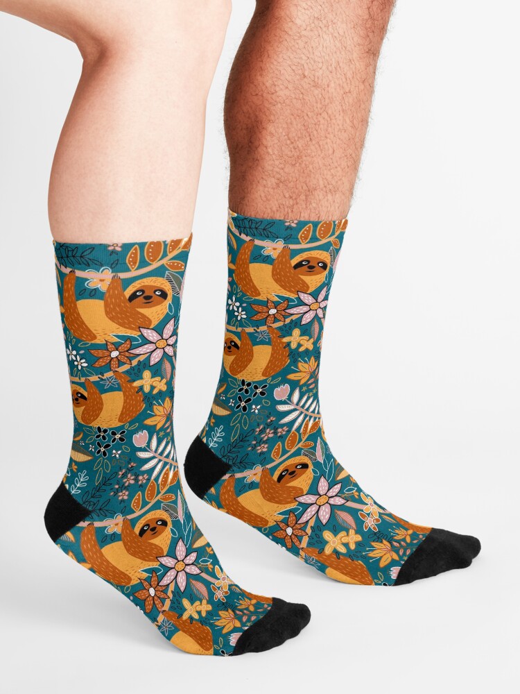 Alternate view of Happy Boho Sloth Floral Socks
