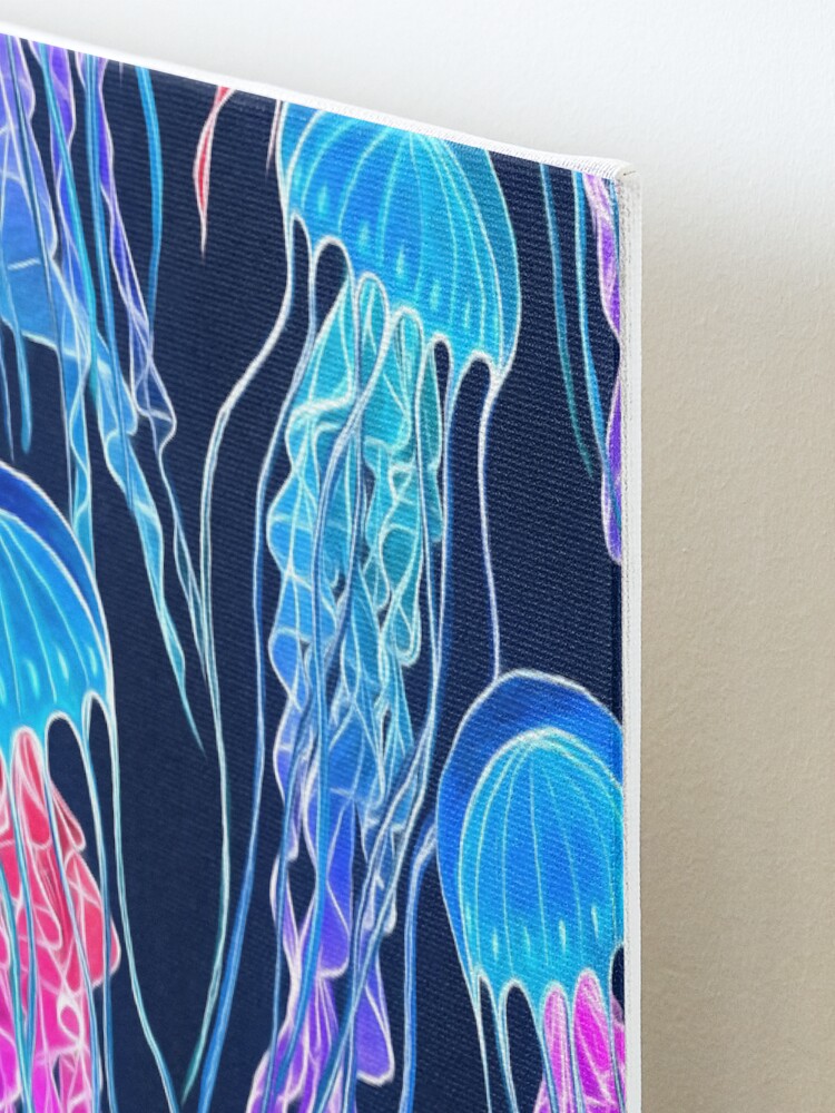 Alternate view of Luminescent Rainbow Jellyfish on Navy Blue Mounted Print
