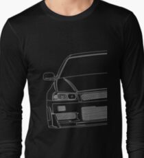 R34 Umriss - weiß Langarmshirt