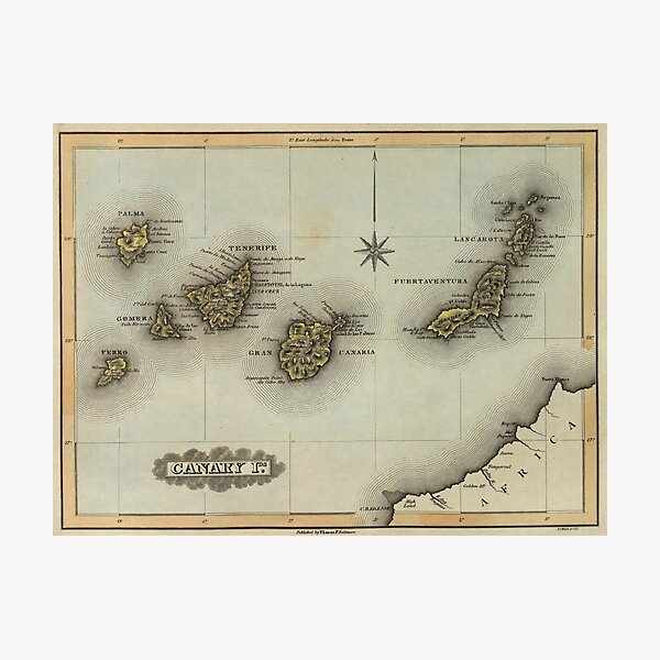 Item preview, Vintage Map of The Canary Islands (1823) designed and sold by BravuraMedia.