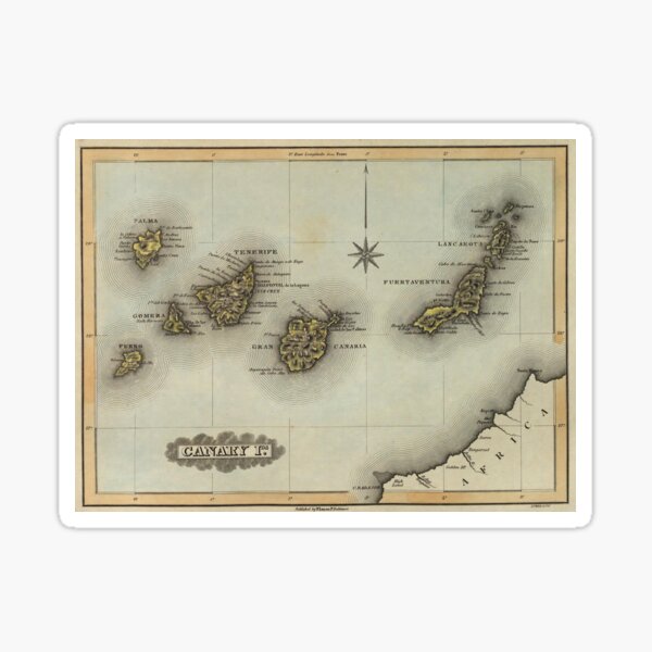 Vintage Map of The Canary Islands (1823) Sticker