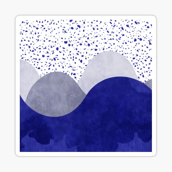 Terrazzo galaxie vague bleu gris blanc Sticker