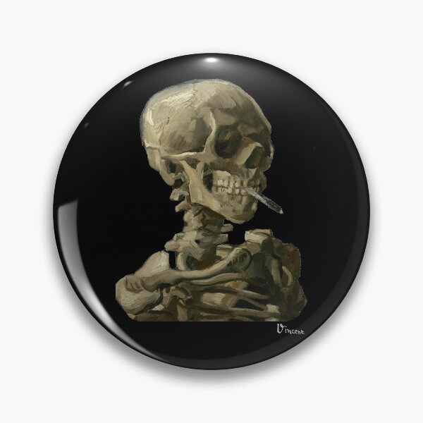 Van Gogh, Head of Skeleton Artwork Skull Reproduction, Posters, Tshirts, Prints, Bags, Men, Women, Kids Pin