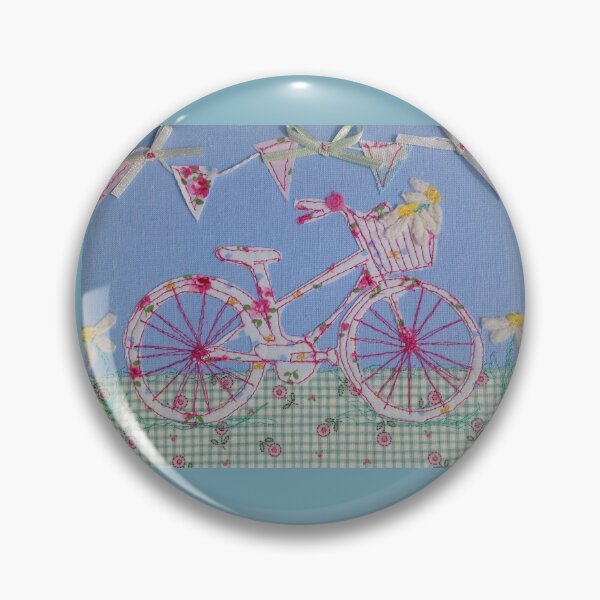 Item preview, stitched bike with Flower basket designed and sold by Leatextileart.