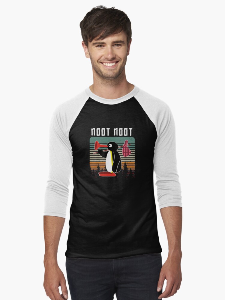 Imagen 1 de 3, Camiseta ¾ estilo béisbol con la obra Pingüino Noot Noot, diseñada y vendida por samer11.