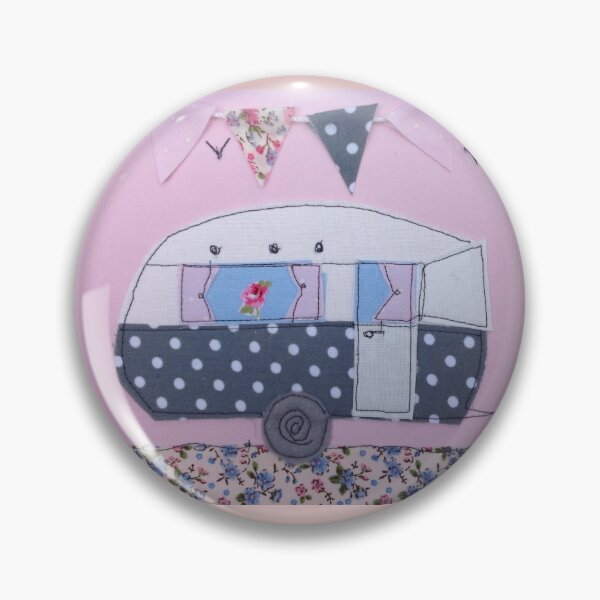 Item preview, Fabric Embroidered Grey Dotty Caravan  designed and sold by Leatextileart.