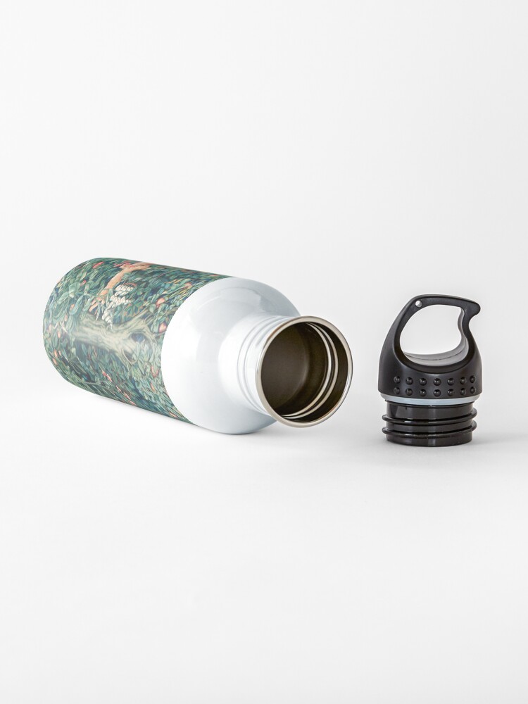 Alternate view of GREENERY, FOREST ANIMALS Fox and Hares Blue Green Floral Tapestry Water Bottle
