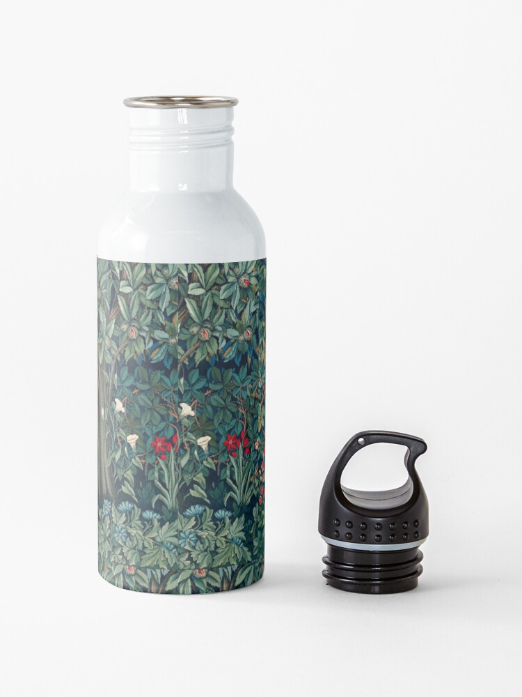 Alternate view of GREENERY, FOREST ANIMALS Fox and Hares Blue Green Floral Tapestry Water Bottle