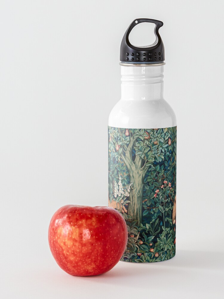 Alternate view of GREENERY, FOREST ANIMALS Fox and Hares Blue Green Floral Tapestry Water Bottle