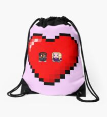 "Love in 8-bit": Britta and Troy (Style A) Drawstring Bag